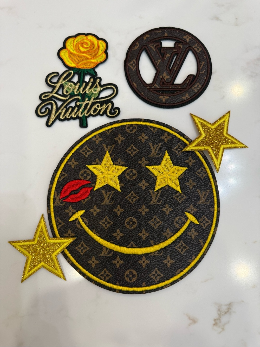 Adorable Hand Crafted Gold & Brown Iron on Patches